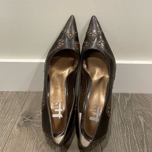 [CARLOS FALCHI] Vintage Style Leather Pointy Stilettos